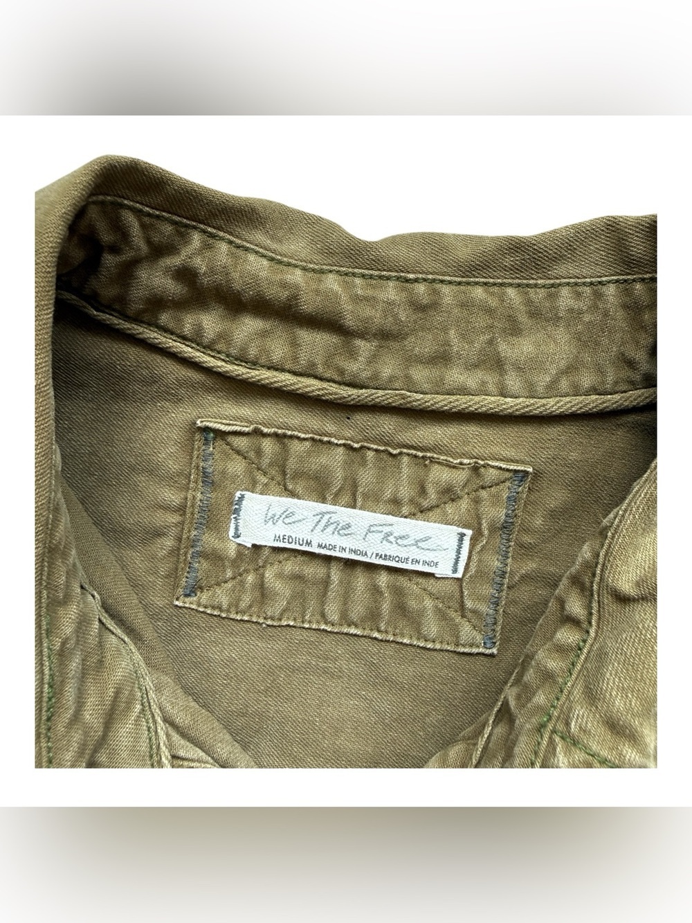 Free People We The Free Olive Utility Vest Oversized Distressed Cotton Military - Picture 6 of 12